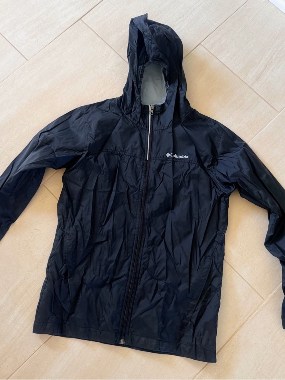 Kid’s Dark Blue/Black Windbreaker Rain Jacket - Size Large